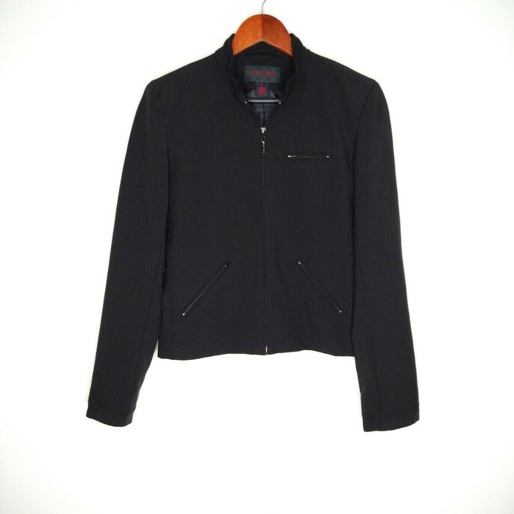 Vintage Ralph Lauren Women's Small Full Zip Black Jacket Tartan Plaid Tag